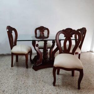Comedor base imperial con asientos doble rosa - 4 puestos